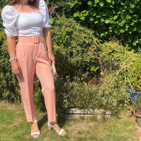 peach trousers zara
